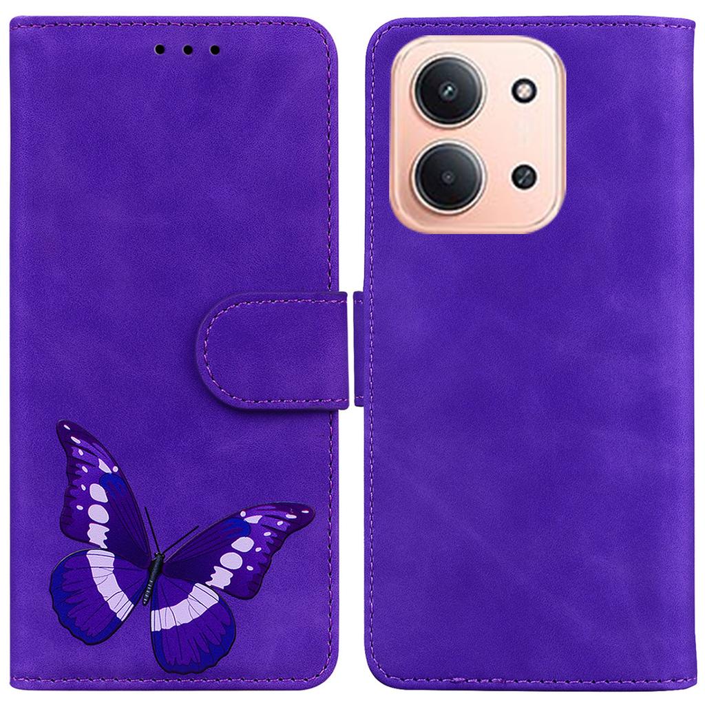 Для Xiaomi Redmi 15C 5G (США) (173мм)/15C 4G (США) (173мм) Чехол-подставка из искусственной кожи с принтом бабочек