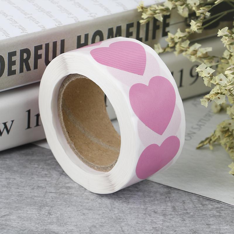 500Pcs/Roll Portable Seal Labels Package Label Sticker Mark Universal Love Heart Shaped