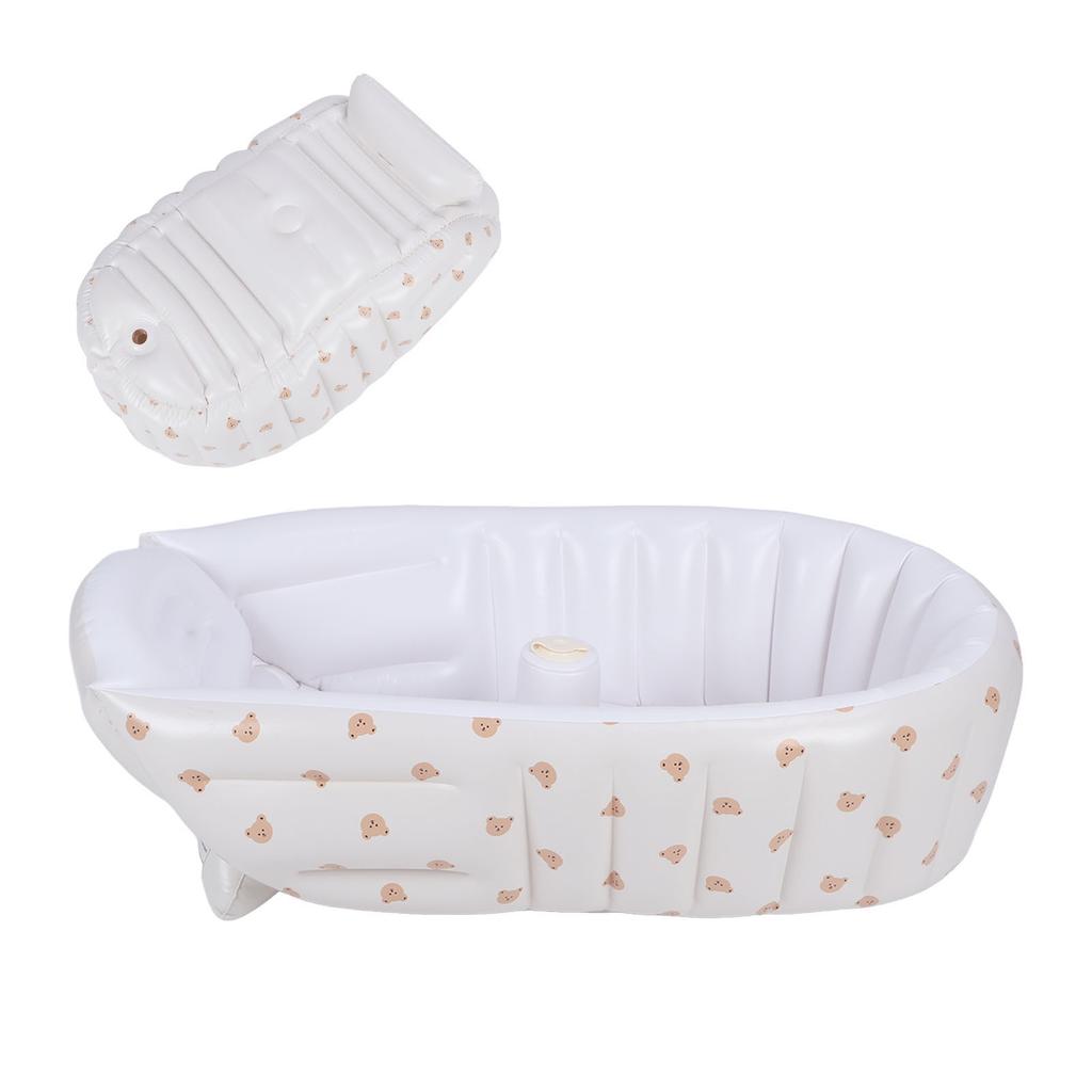 Inflatable Baby Bathtub Newborn Folding Toddler Bath Tub Portable Baby Shower Seat with Built In