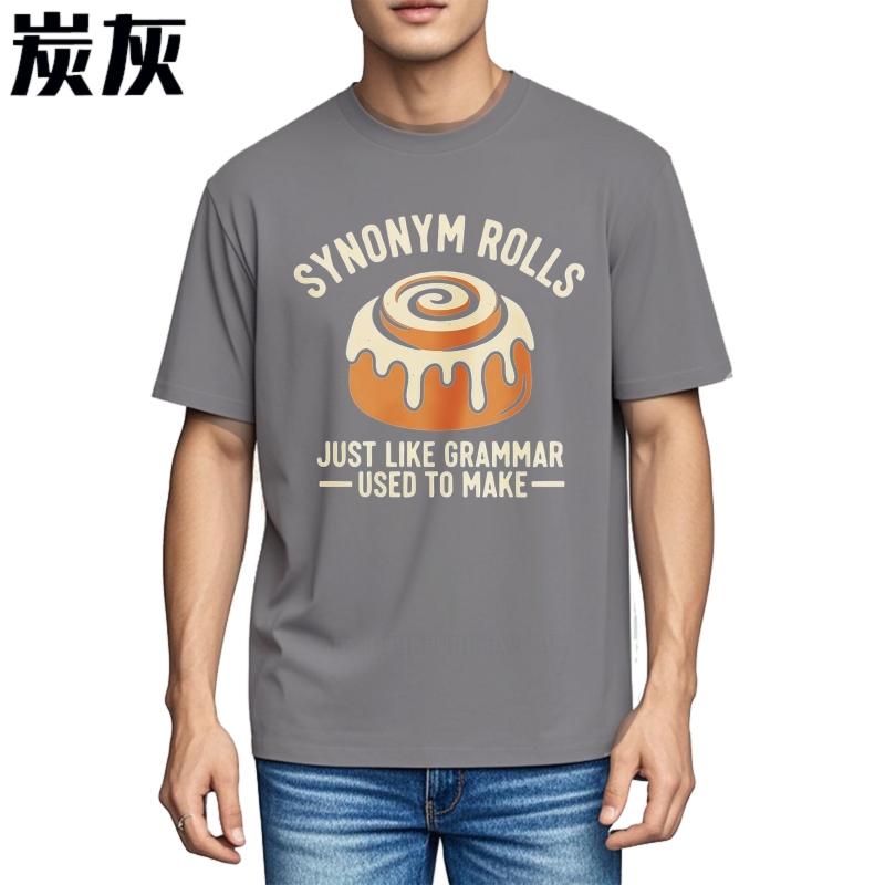 Большой размер летняя футболка для подростков Синоним Роллы Как раньше делала Грамматика Короткий рукав Удобный Круглый вырез Верхние футболки