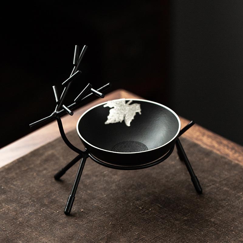 Черная керамика, железная рамка, встроенное ситечко для чая, керамический фильтр для чая, экран, ярмарочная чашка, японский чайник, набор керамических ситечек для чая