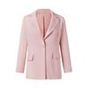 Women Solid Open Front Pockets Cardigan Formal Suit Long Sleeve Blouse Coat