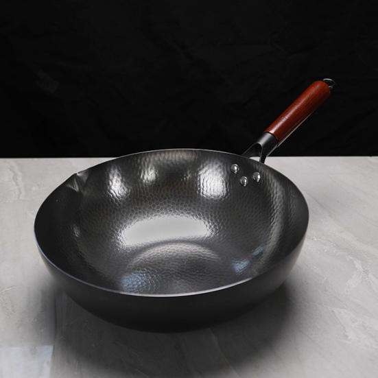 Кованая чугунная сковорода вок с антипригарным покрытием, сковорода с рисунком рыбьей чешуи, равномерный нагрев, эргономичная ручка, кастрюля для жарки, тушения, приготовления на пару