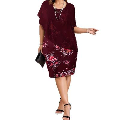 Женское облегающее платье без рукавов с круглым вырезом из шифона с имитацией двух частей и принтом длиной до колена