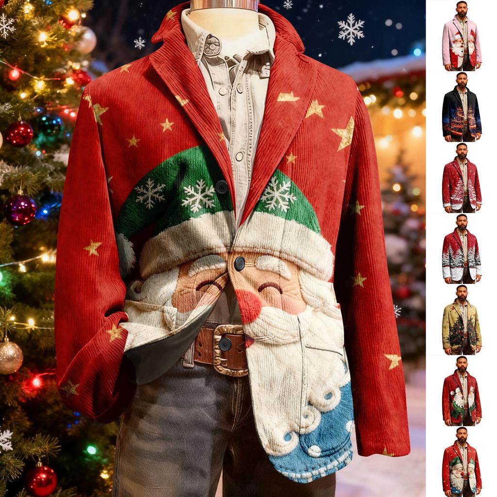 Мужской уродливый рождественский вельветовый теплый карманный пиджак-кардиган, мужской повседневный костюм