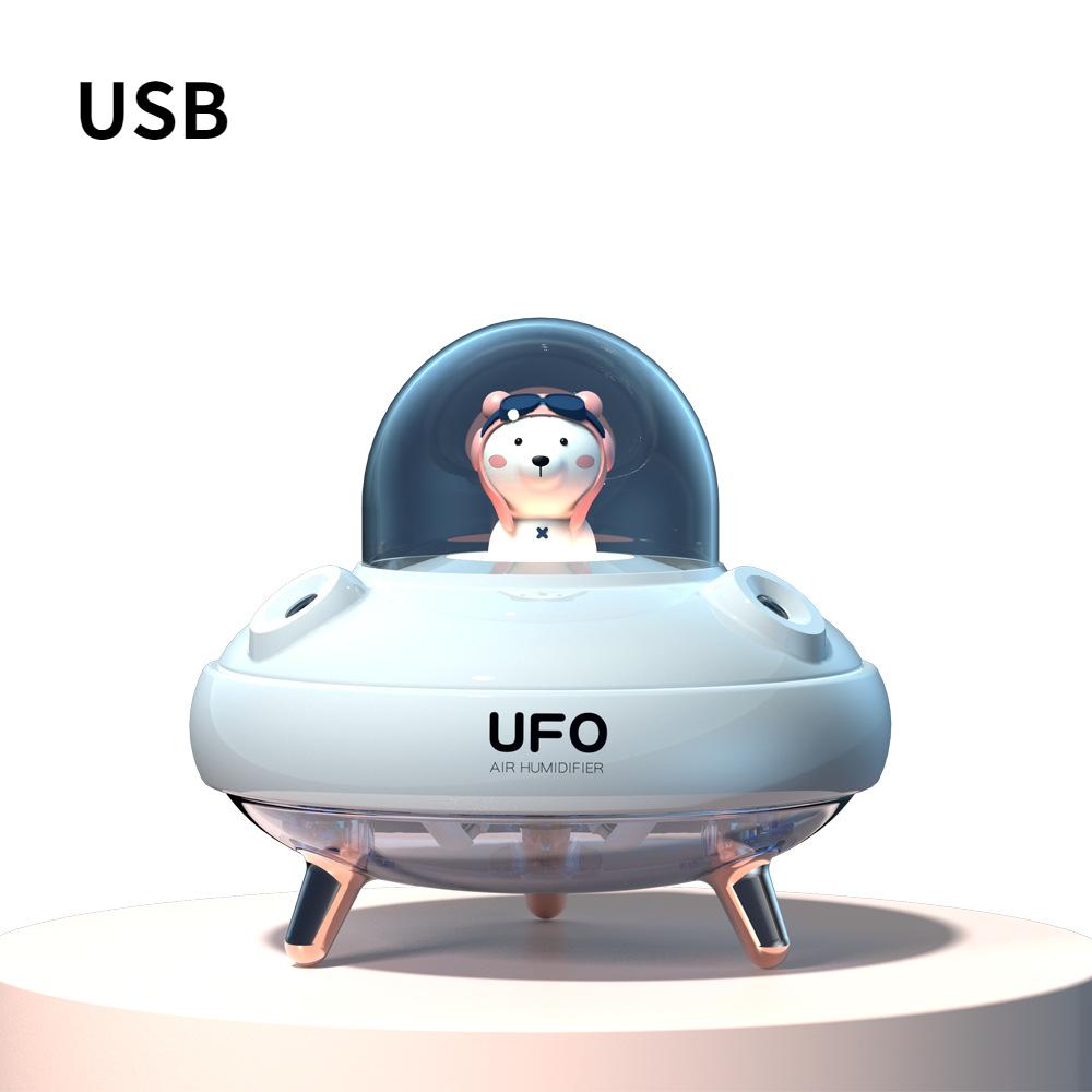 Беспроводной увлажнитель воздуха UFO с двумя насадками, настольный увлажнитель воздуха, милый планетарный медведь, светодиодный светильник, ультразвуковой ароматизатор, диффузор эфирного масла