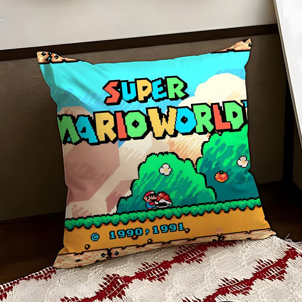 SSuper Cute Style MMarioS Cushion Cover Reversible Soft Durable Pillow Cover Home Car MultiScene Use for Daily Comfort