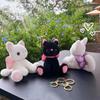 PP Cotton Bow Cat Plush Keychain Soft Stuffed Doll Keychain Kitty Keyring Doll Hanging Accessory