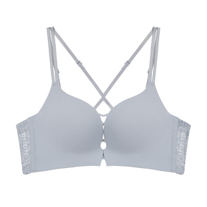 Весенне-летний новый бюстгальтер с пряжкой спереди, нижнее белье со сборками и кружевом сзади, удобный бюстгальтер без маркировки