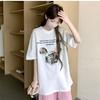 Белая футболка с принтом, женская летняя новая свободная футболка с коротким рукавом, ns из чистого хлопка, универсальная футболка с круглым вырезом