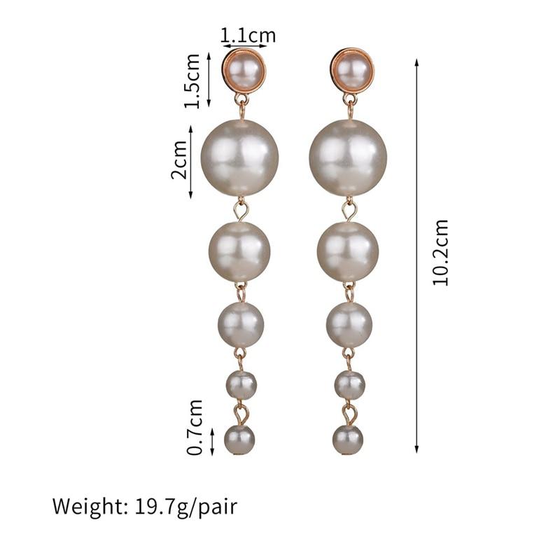 Korean Fashion Big Pearl Drop Earrings Long Dangle Stud Earrings For Women Statement Jewelry Cute Accessories Aretes De Mujer