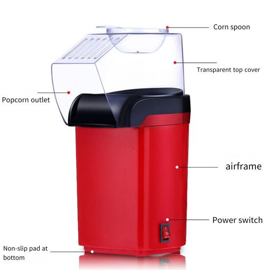 Электрическая машина для попкорна, высокая скорость приготовления, мощная 1200 Вт, вилка стандарта США, без BPA, пищевая безопасная мини-машина для попкорна, кухонные принадлежности