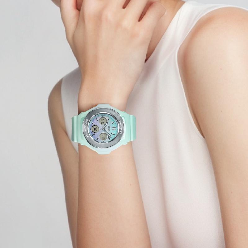 Casio BABY-G Водонепроницаемые 100 метров Кварцевый механизм Ремешок из смолы Японские и корейские часы Женские часы Белый циферблат BGA-100ST-3A2021