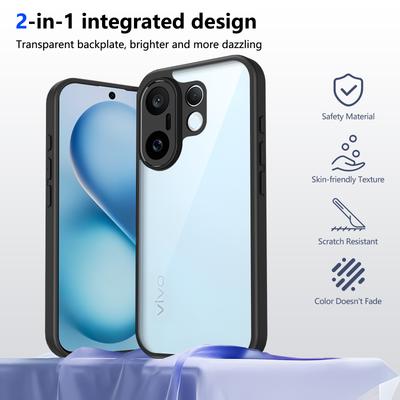 Чехол для Vivo X200 FE V2503 Гальванизированный силиконовый бампер Противоударная прозрачная задняя крышка Жесткий матовый чехол для телефона для Vivo X200 FE X200FE V2503