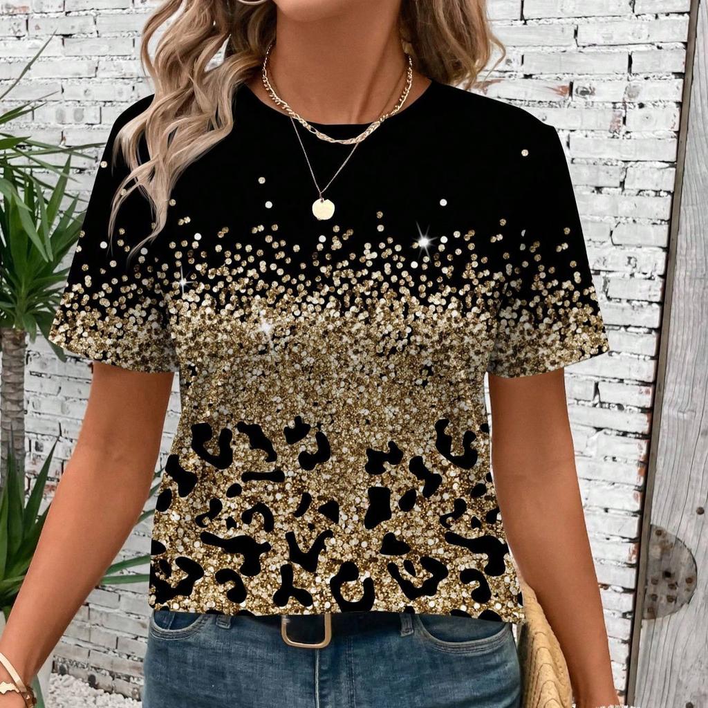 Летняя новая повседневная свободная женская футболка с 3D-принтом