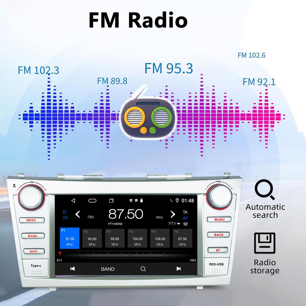 Android 13 Car Radio For Toyota Camry XV40 Aurion 2007-2011 Carplay Head Unit Multimedia Player GPS Navigation Stereo