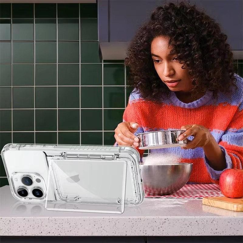 Чехол для телефона с держателем для карт для iPhone 15 14 16 13 12 11 Pro Max Прозрачный чехол-подставка для iPhone15 16 pro Max