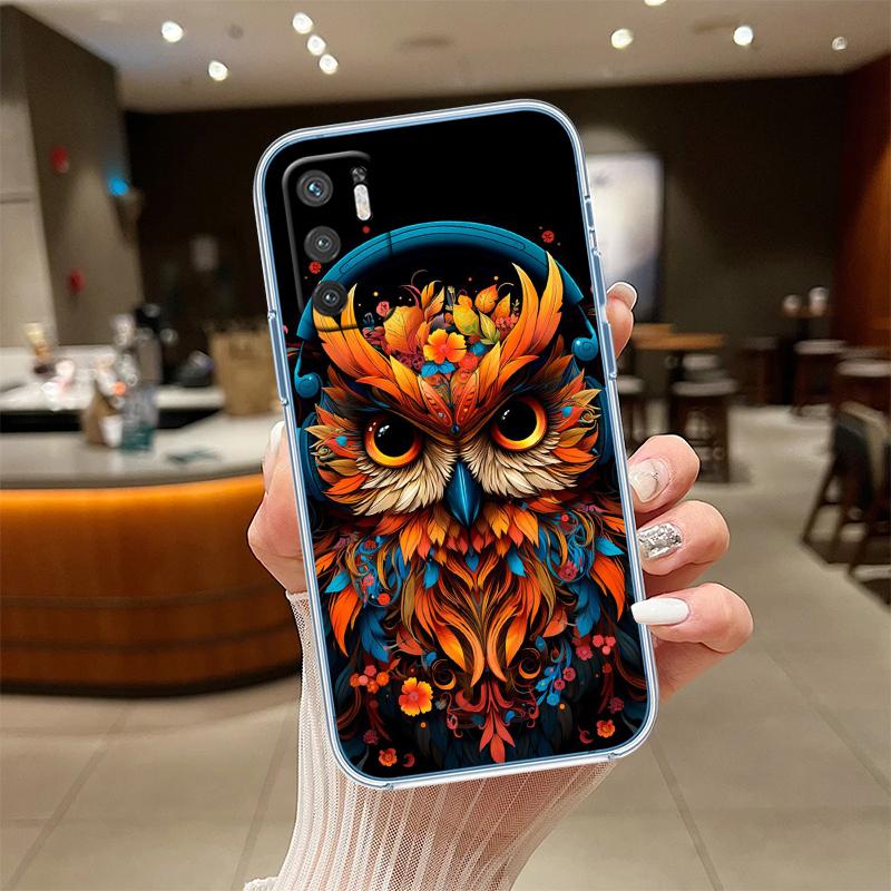 RE16 Cartoon Art Owl Transparent Phone Case for Samsung Galaxy A04 A04S A14 A23 A34 A54 M23 M33 M52 M53