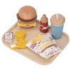 Деревянный игровой набор для гамбургеров быстрого приготовления, реалистичные обучающие кухонные принадлежности, игрушка для мальчиков и девочек