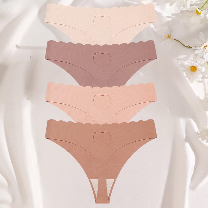 FINETOO 4 шт. ультрамягкое бесшовное нижнее белье женские стринги из ледяного шелка сексуальные эластичные однотонные женские невидимые дышащие трусики