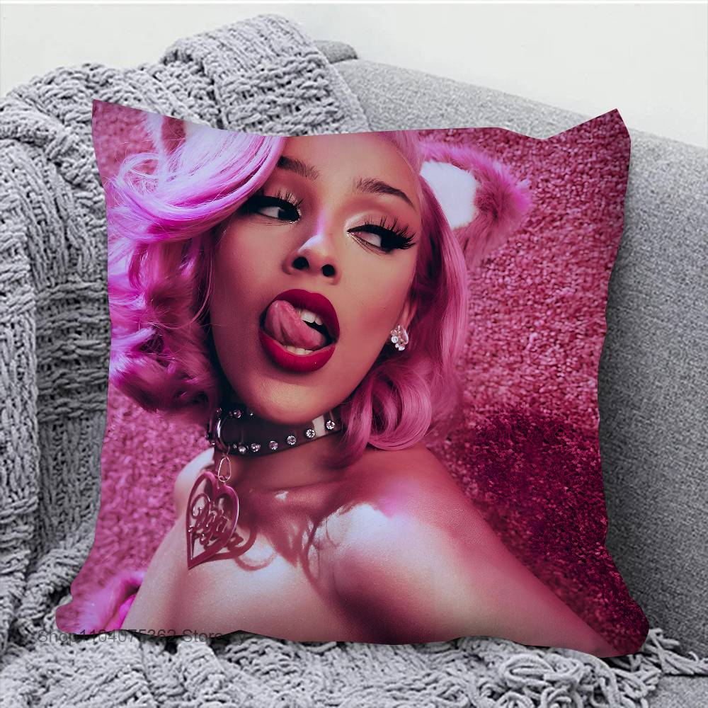 Чехол для подушки певицы D-Doja Cat Квадратная подушка Спальня Диван Отдых Комфортная подушка Автомобиль Гостиная Декор дома
