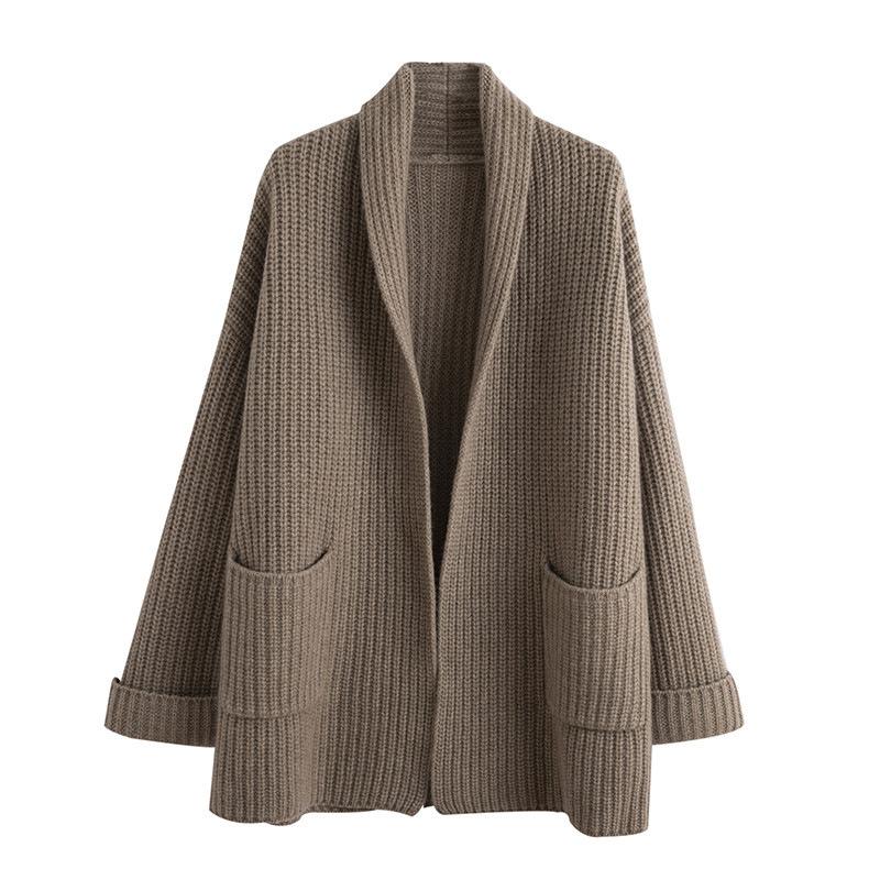 Свитер средней длины, пальто, женский, осень-зима, вязаный кардиган, корейский ленивый стиль, свободные женские вязаные свитера
