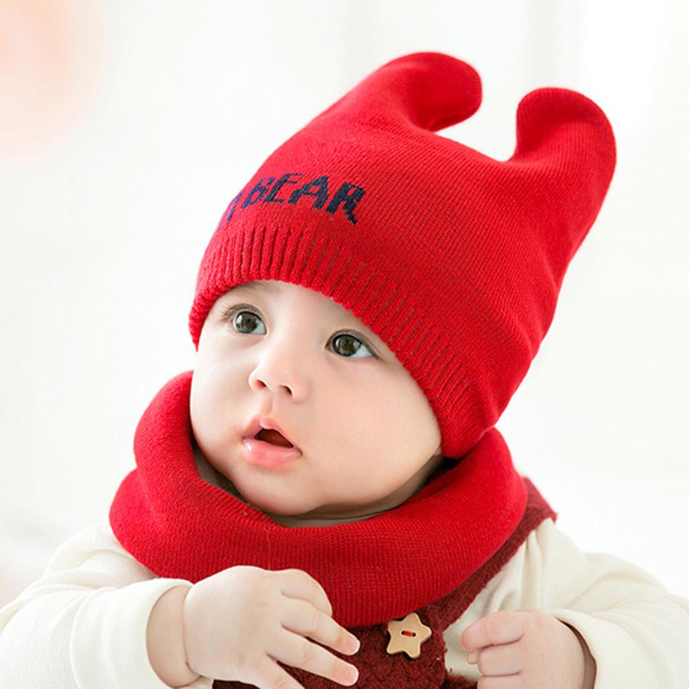 2PCS/Set Newborn Cap + Scarf Suit Warm Knitted Hat Neck Warmer Gaiter