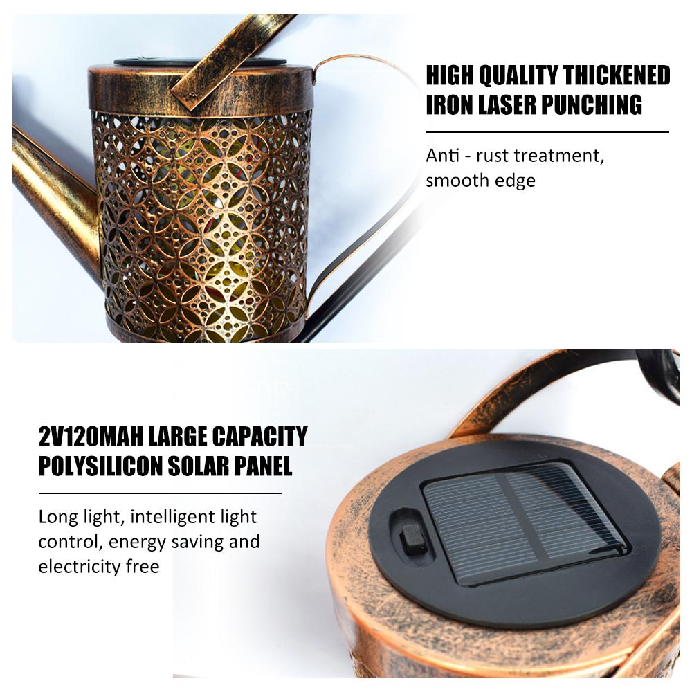 Наружный водонепроницаемый солнечный фонарь, металлическая лейка, солнечная лампа, светодиодная лампа с пастушьим крючком для сада