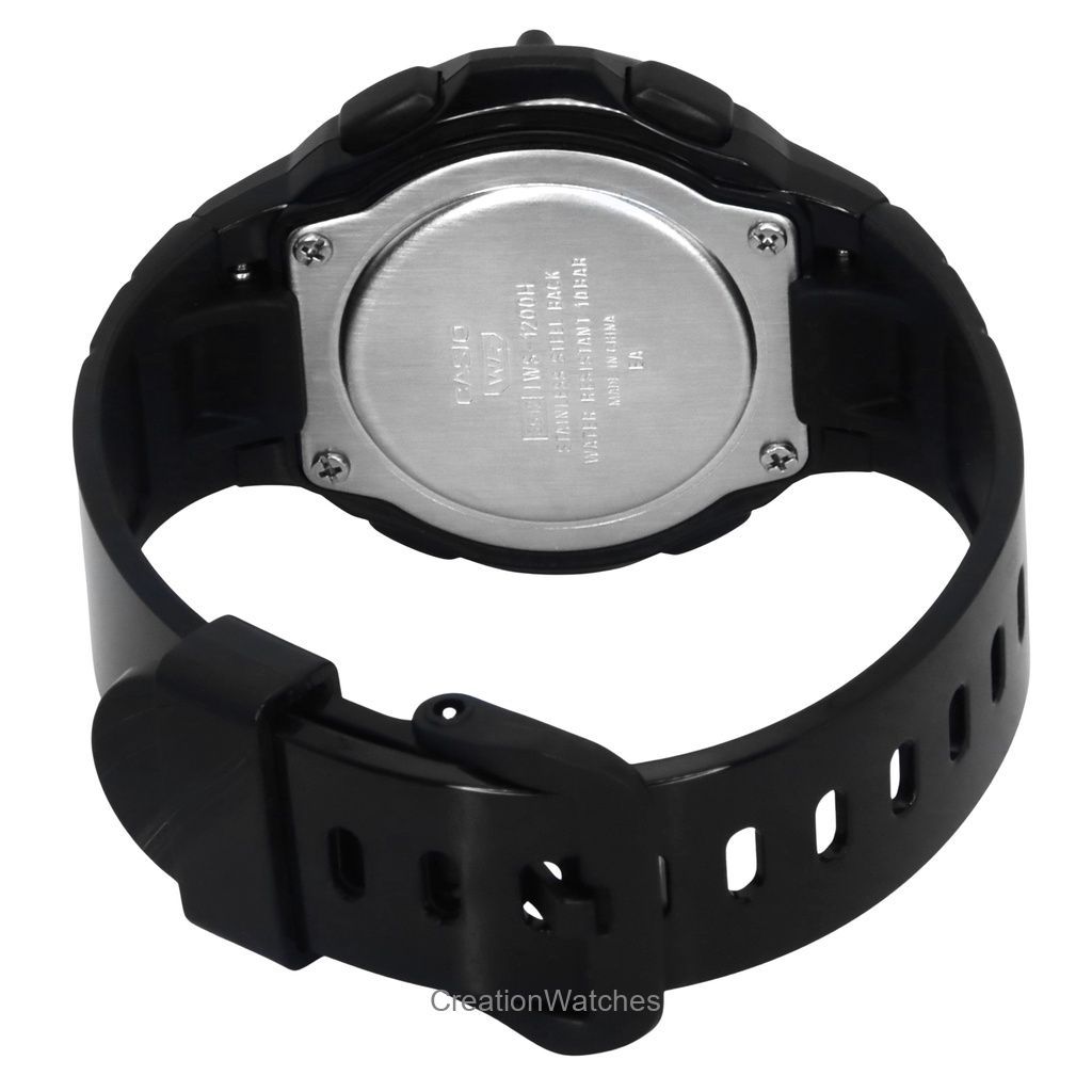 Casio Стандартные цифровые женские часы с черным ремешком из смолы LWS-1200H-1A2V 100M
