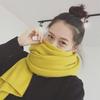 Korean Style Thick Solid Color Knitted Scarf for Autumn and Winter