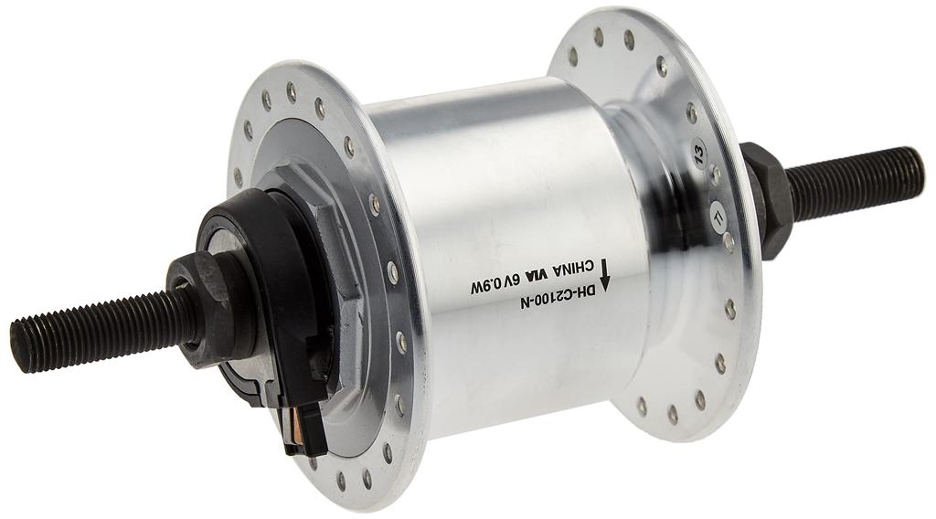 Втулка SHIMANO динамо серебристая 36H гайка тип ADHC2100NWDDSS1 DH-C2100 J2-A 6V-0.9W OLD100mm