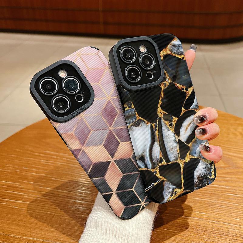 Мягкий силиконовый чехол-накладка на заднюю панель телефона из кожи с принтом под мрамор с вертикальной текстурой и полной защитой объектива камеры для Samsung