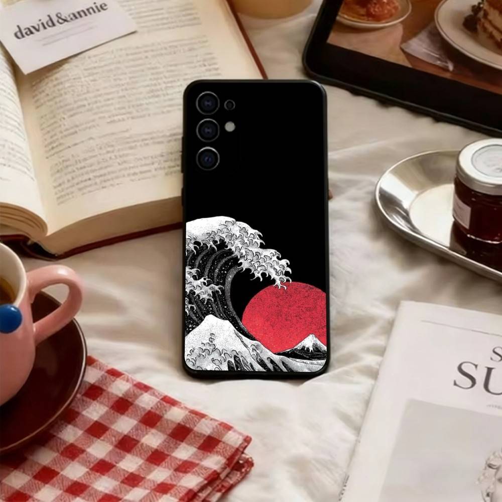 Чехол для телефона Аниме Великая волна в Канагаве Для Samsung S25, S24, S21, S22, S23, S30, Ultra, S20, Plus, Fe, Мягкий силиконовый Черный чехол
