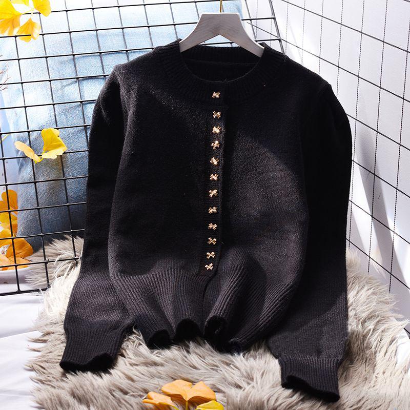 Свитер-кардиган, женская свободная верхняя одежда, весна с круглым вырезом и длинным рукавом, японская однотонная тонкая верхняя одежда, вязаный свитер, кардиган, женский топ