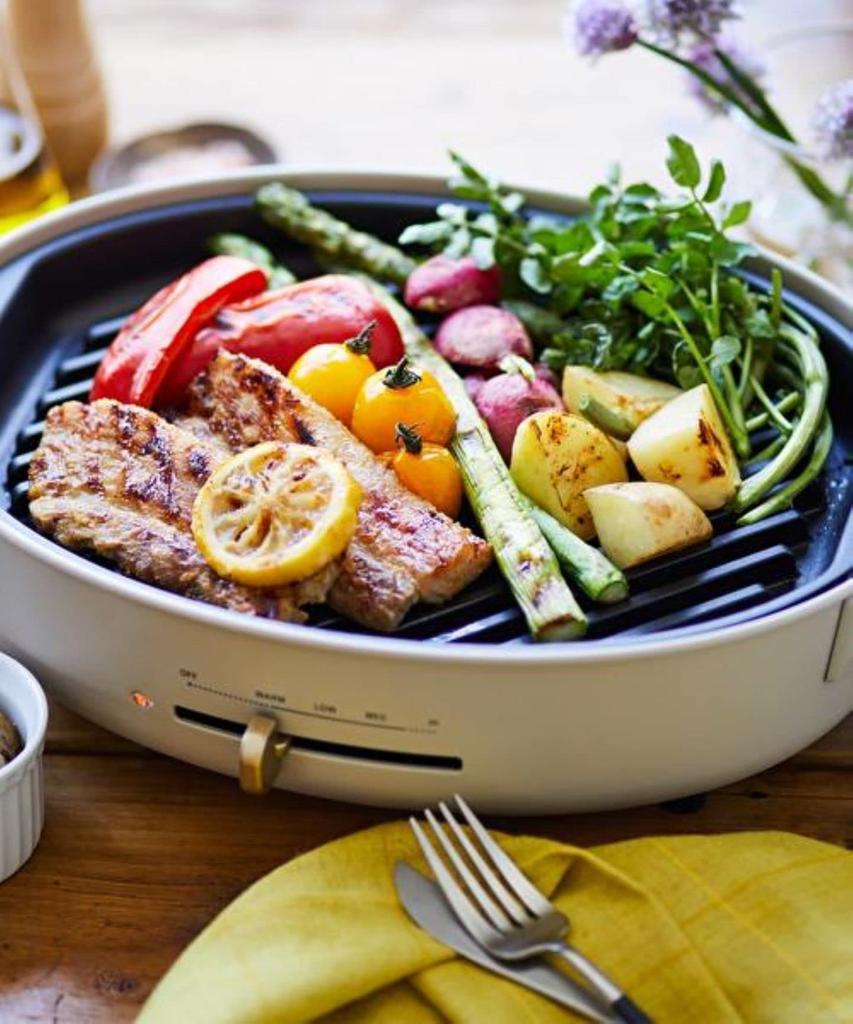 BRUNO Овальная горячая пластина-гриль Маленькая Якинику Температура Легко Для 1 2 3 Серый 1701142 Набор, Кастрюля, Многофункциональная, Стильная, Крышка, 1200 Вт, Регулировка,