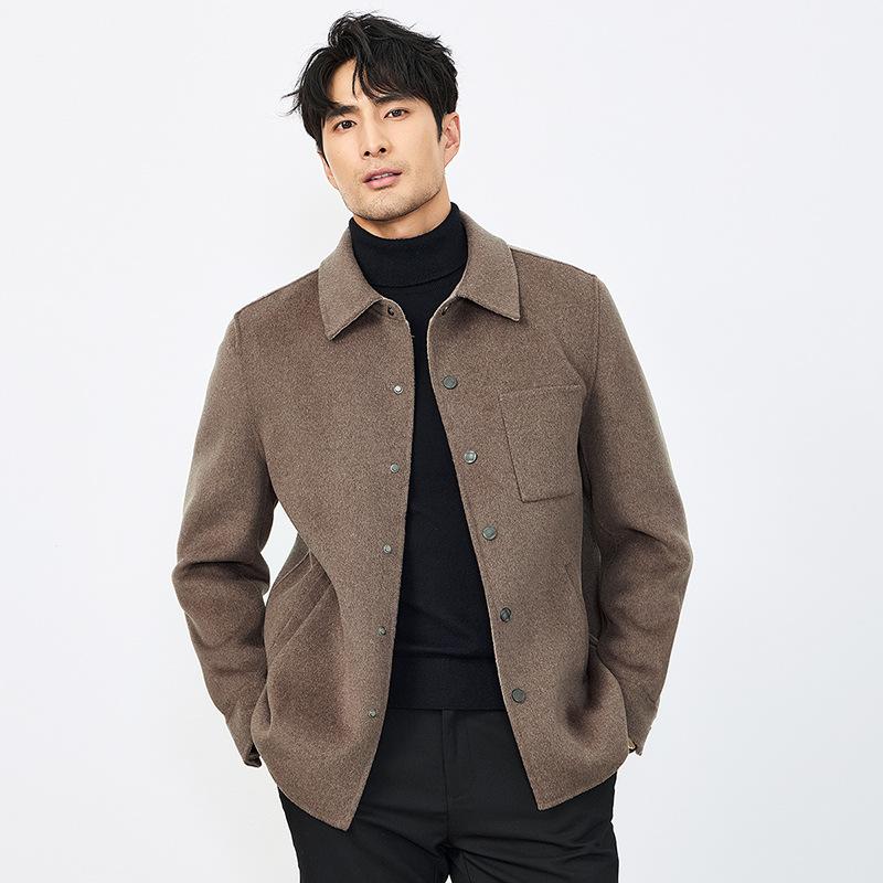 High-end 100% Wool Double-sided Woolen Short Lapel Casual Business Men's Wool Woolen Top Jacket Jacket