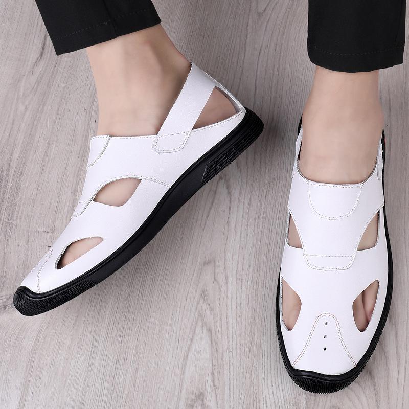 Мужские летние дышащие мокасины из коровьей кожи
