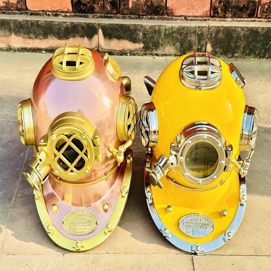 Set of 2 Nautical Scuba Diving Helmet US Navy Mark V Divers Helmet Deep Diving Helmet Diving Helmet Mark V Marine Diving Helmet