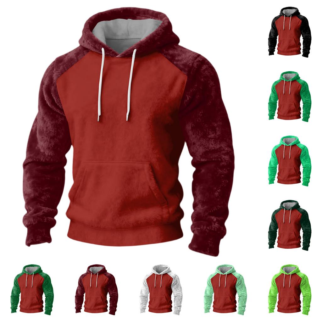 Мужская Мода Досуг Капюшон Капюшон Плюшевый Длинный Рукав Толстовка