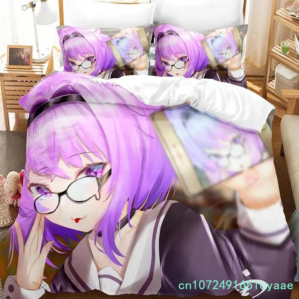 Hololive Nekomata Okayu Комплект постельного белья Односпальный Полуторный Двуспальный Queen King Размер Взрослая Спальня Пододеяльник 3D Аниме Мальчики Комплект постельного белья