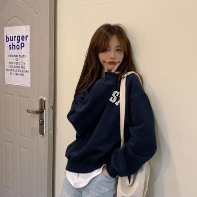 Осенняя вышитая буква тонкая толстовка с капюшоном свободная круглая горловина с длинными рукавами верхняя куртка для женщин