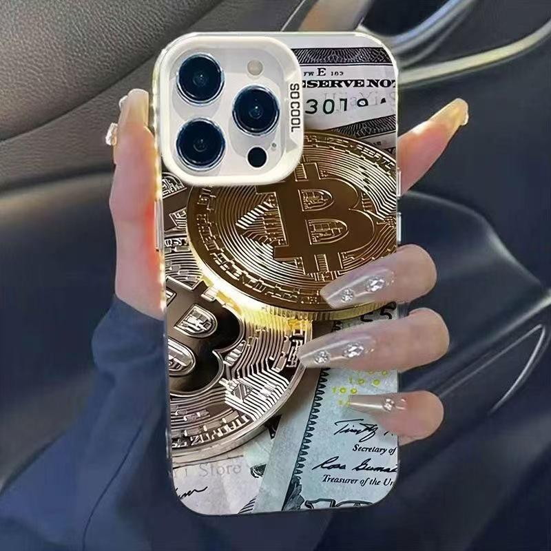 Чехол для iPhone 15 Pro Max/16 Pro с изображением монеты Bitcoin Gold для Apple 17 Air