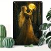 2D 1pc,Tin Sign Mystical Moon Goddess Vintage Aluminum Metal Sign Wall Poster Garage Home Bar Vintage Metal Decorations