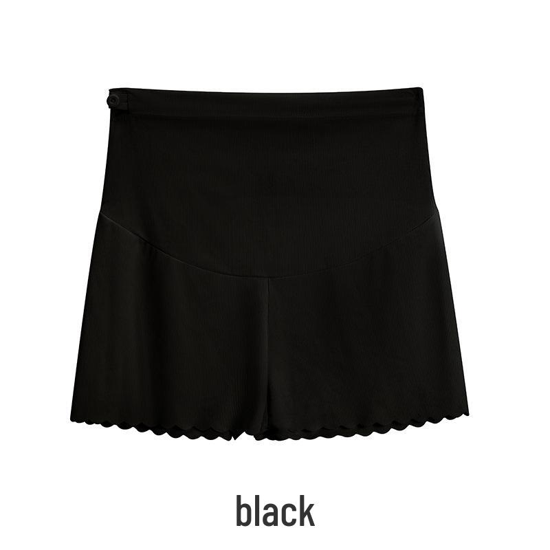 Шорты для беременных из ледяного шелка: Тонкая, Поддерживающая живот, Одежда для улицы три четверти, Летний стиль, Свободного кроя, Леггинсы с защитой от просвечивания.