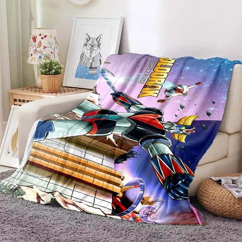 G-Goldorak Pattern Print Flannel Blanket,for Couch, Bed, Sofa, Office-Soft and Soothing Printing Blanket For All Season