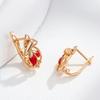 Модные серьги-капли цвета розового золота с красной эмалью для женщин, с натуральным цирконом, в виде цветка, для свадьбы, вечеринки, винтажные украшения для девушки
