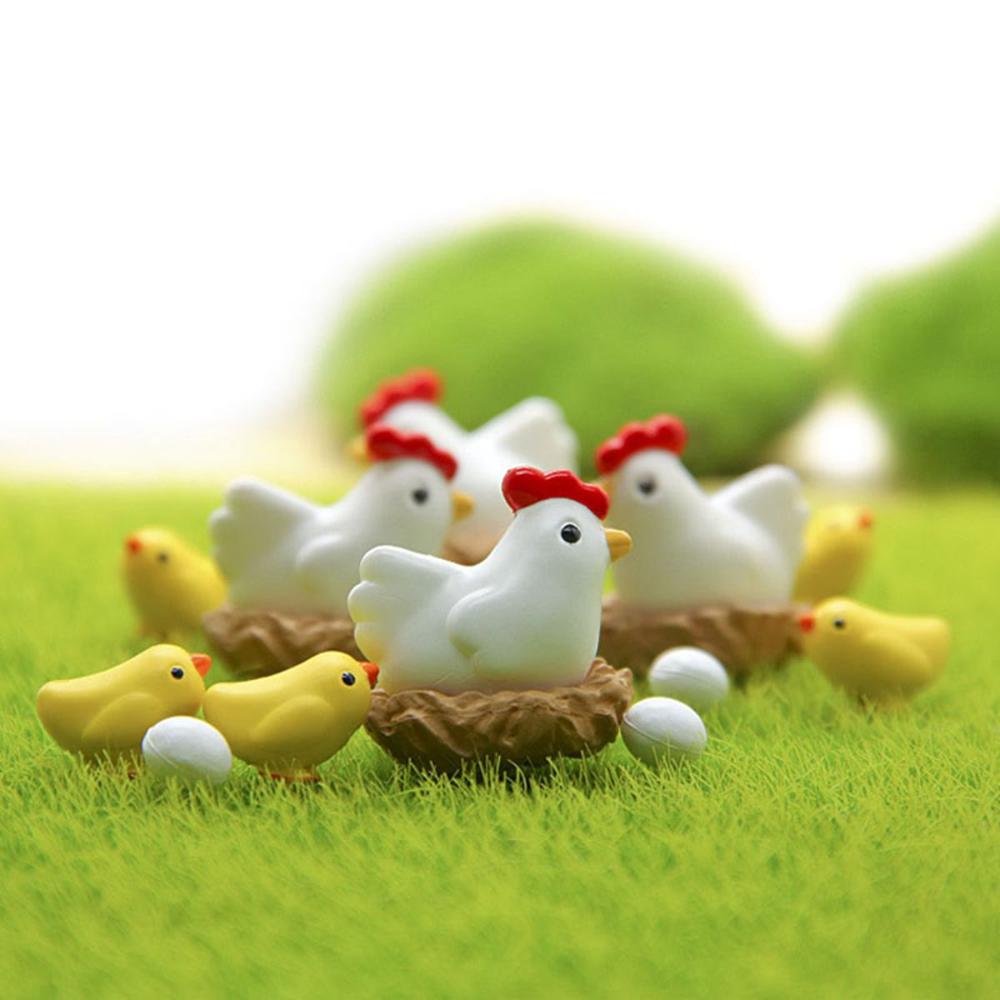 Garden Tiny Hen Chick Egg Henroost Mini Micro Landscape Ornament Miniature Figurine Decoration