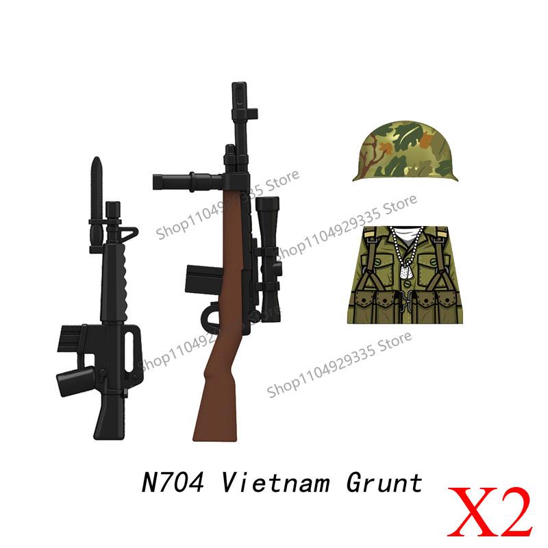 N683-688 N701-706 US Army Soldier Figures Building Blocks Ranger Vietnam Infantry Grunt Gun Helmet Accessories Bricks Toys Gifts