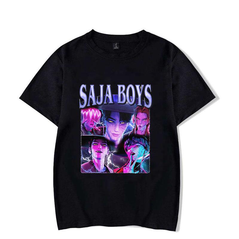 Горячая K-pop футболка с принтом Demon Hunters Saja Boys Летняя повседневная свободная футболка Женская Мужская Футболки Харадзюку