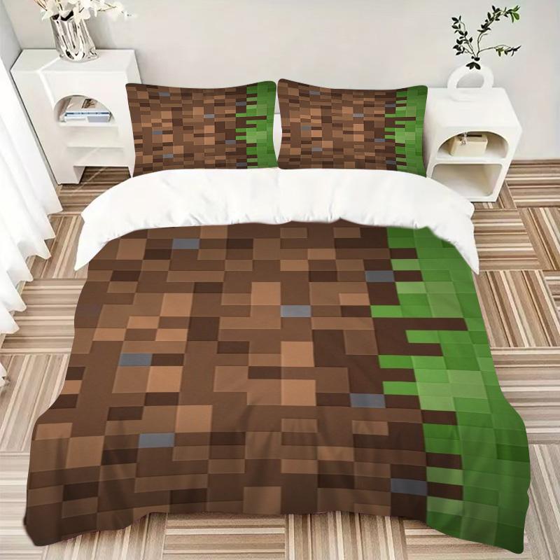 Minecraft Earth Exploration Print 3Pcs Bedding Setduvet Cover With 2 Bedropillowcase Home Birthday Gift